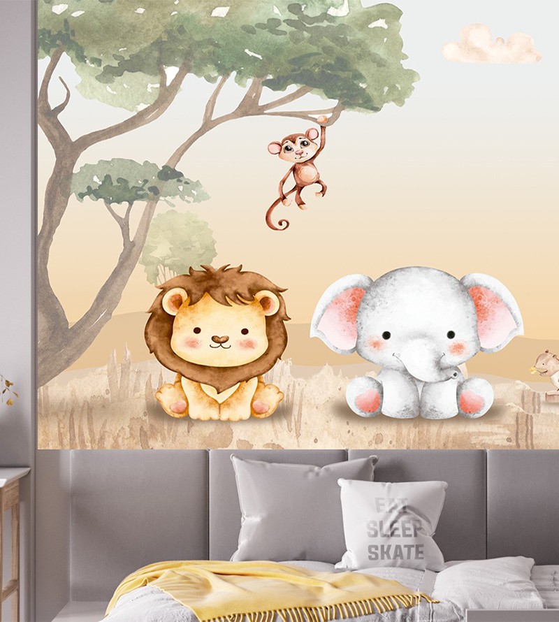 Papel de Parede Foto Mural Safari Baby Aquarela