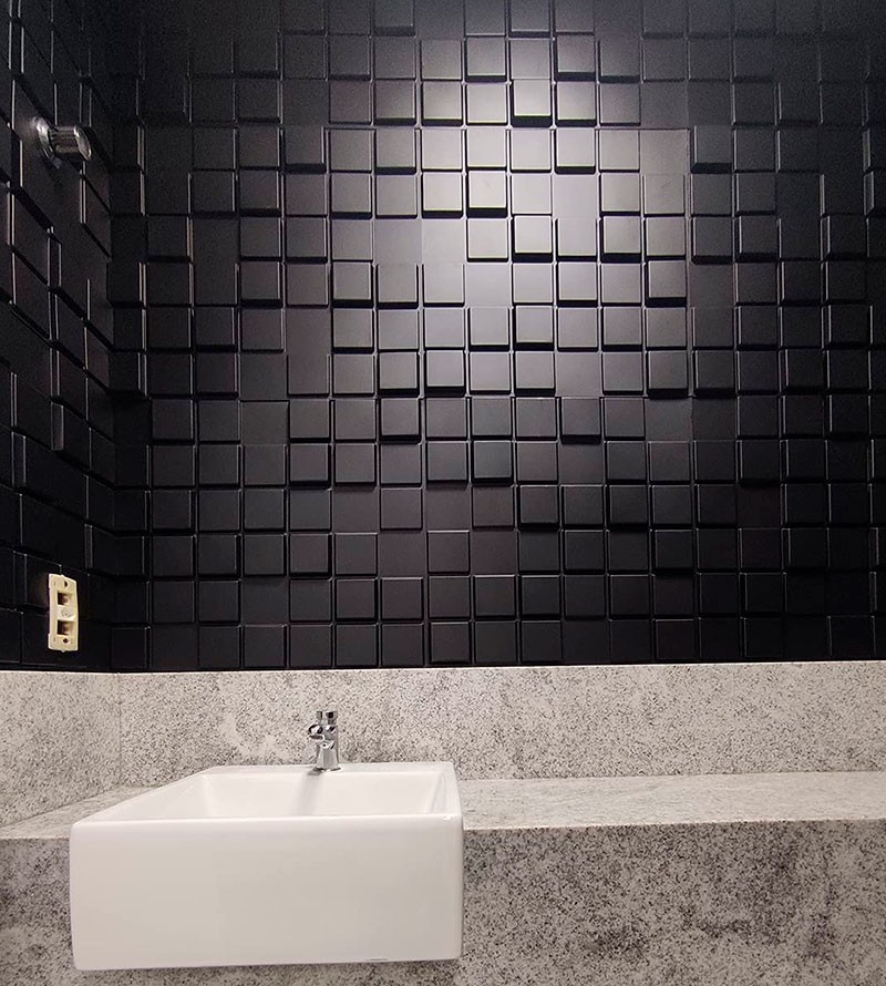 Placa Decorativa de Parede 3D Pixel Grafite...