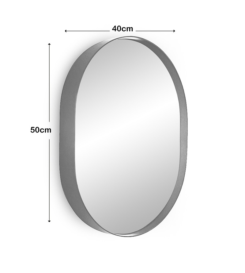 Espelho Oval com Moldura Prata