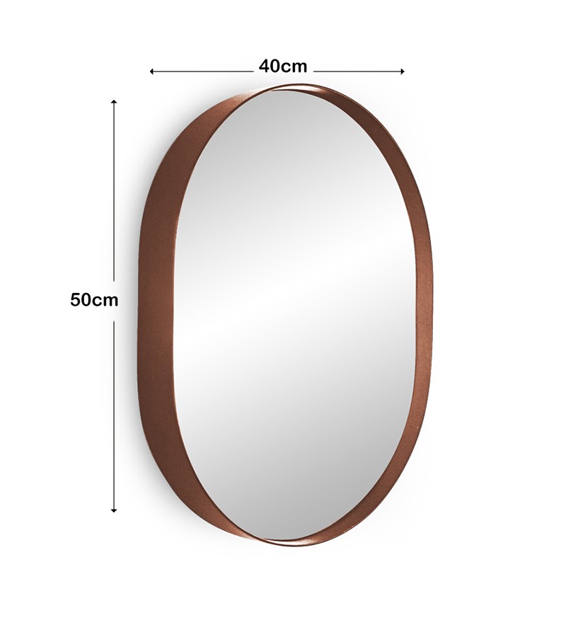 Espelho Oval com Moldura Rose Gold