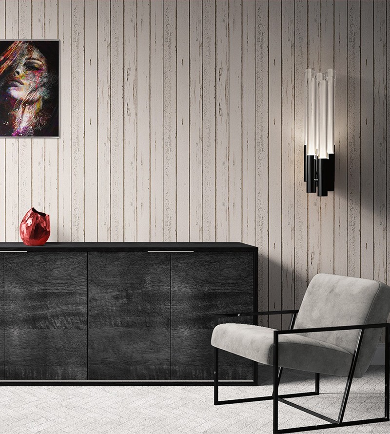 Papel de Parede Madeira Branca Silver