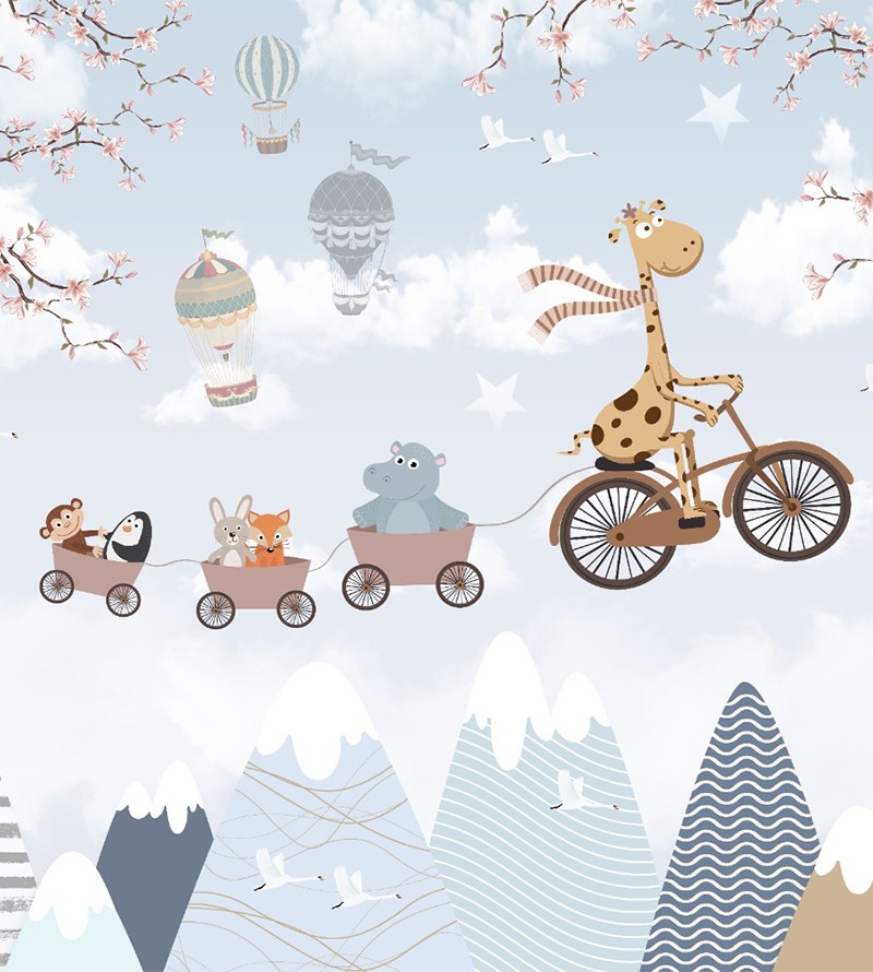 Papel de Parede Foto Mural Infantil Zoo Girafa...