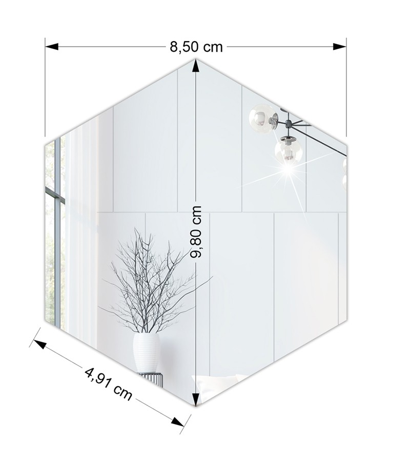 Espelho Decorativo Hexágonos Acrílico Prata 50...