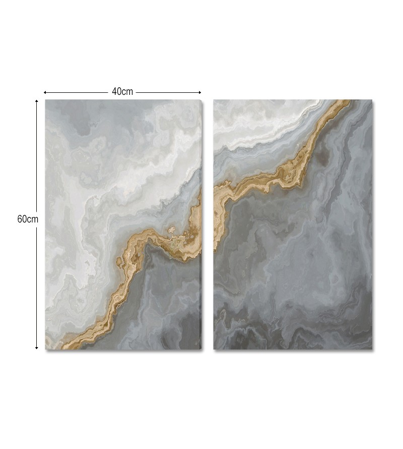 Quadro Decorativo 2 Telas Abstrato Mármore