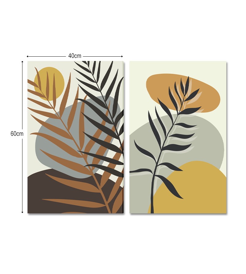 Quadro Decorativo 2 Telas Minimalista Botânico...
