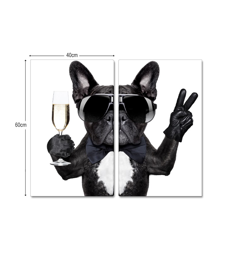 Quadro Decorativo Pug Dividido em 2 Telas