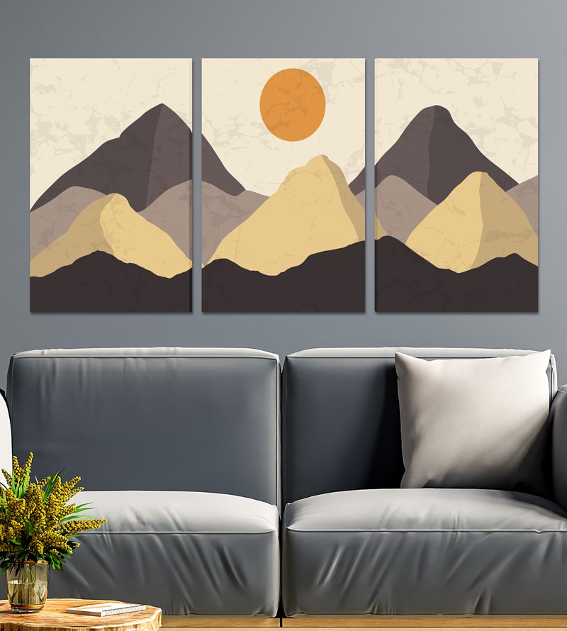 Quadro Decorativo Telas Trio Minimalista Montanhas