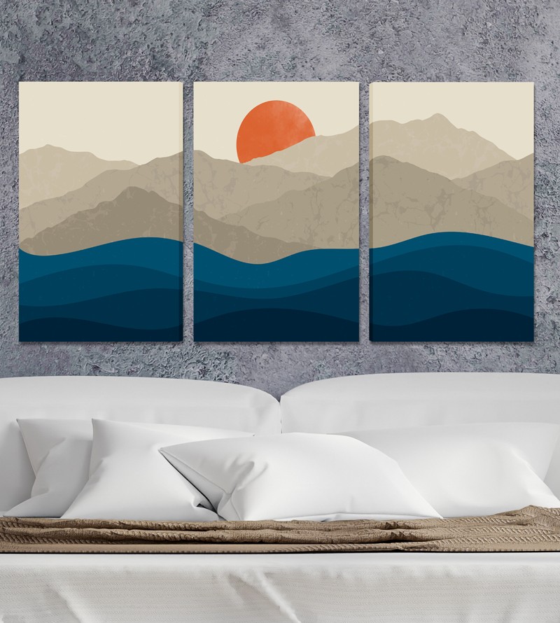 Quadro Decorativo Telas Trio Paisagem Montanhas