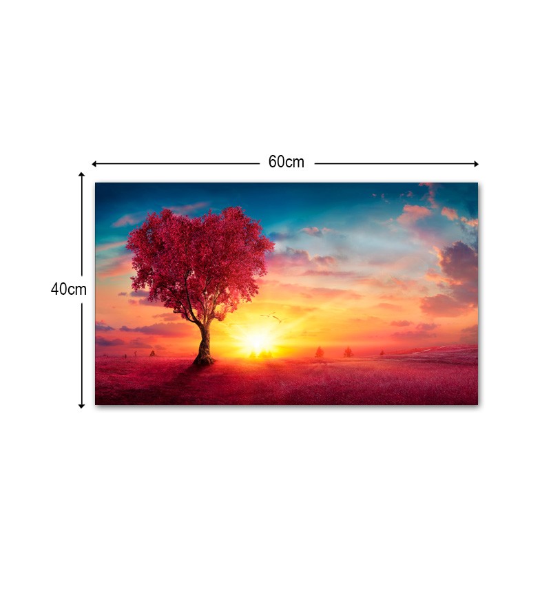Quadro Decorativo Tela Paisagem com Árvore Rosa