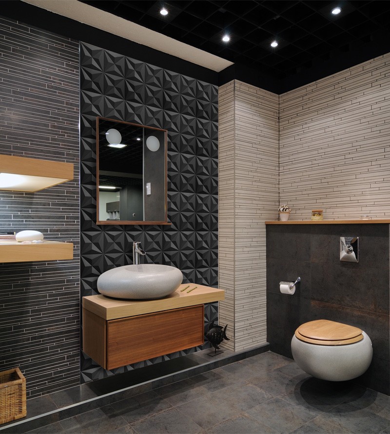 Placa Preta Decorativa de Parede 25x25cm 3D...