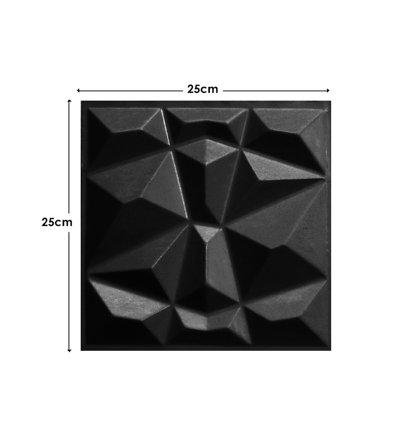 Placa Preta Decorativa de Parede 25x25cm 3D...