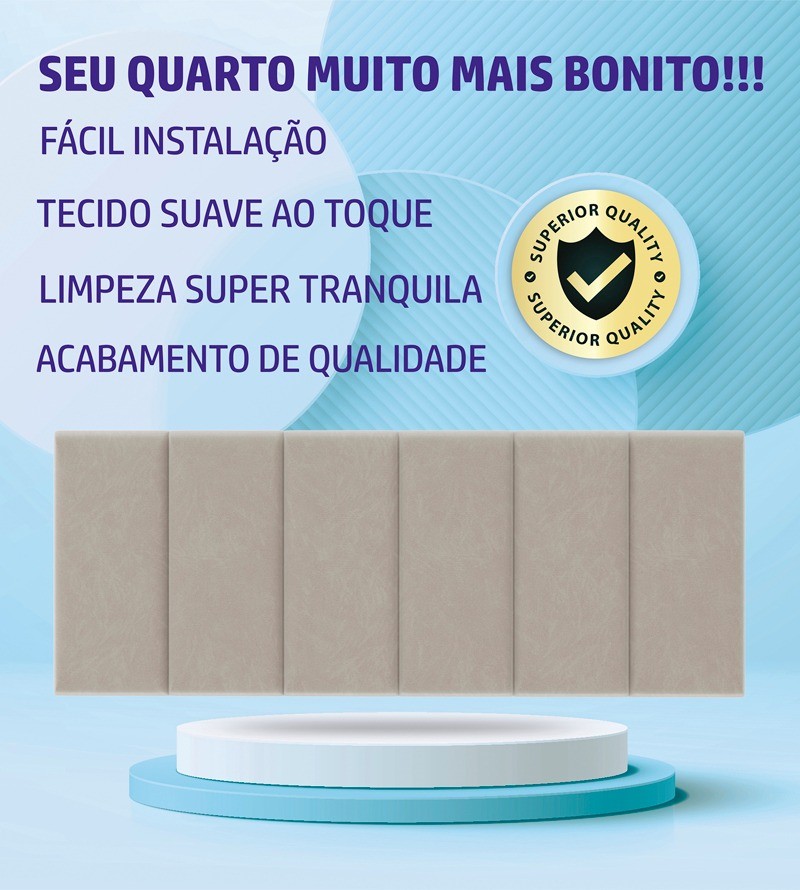 Cabeceira Dubai Suede Estofada para Cama Box de...