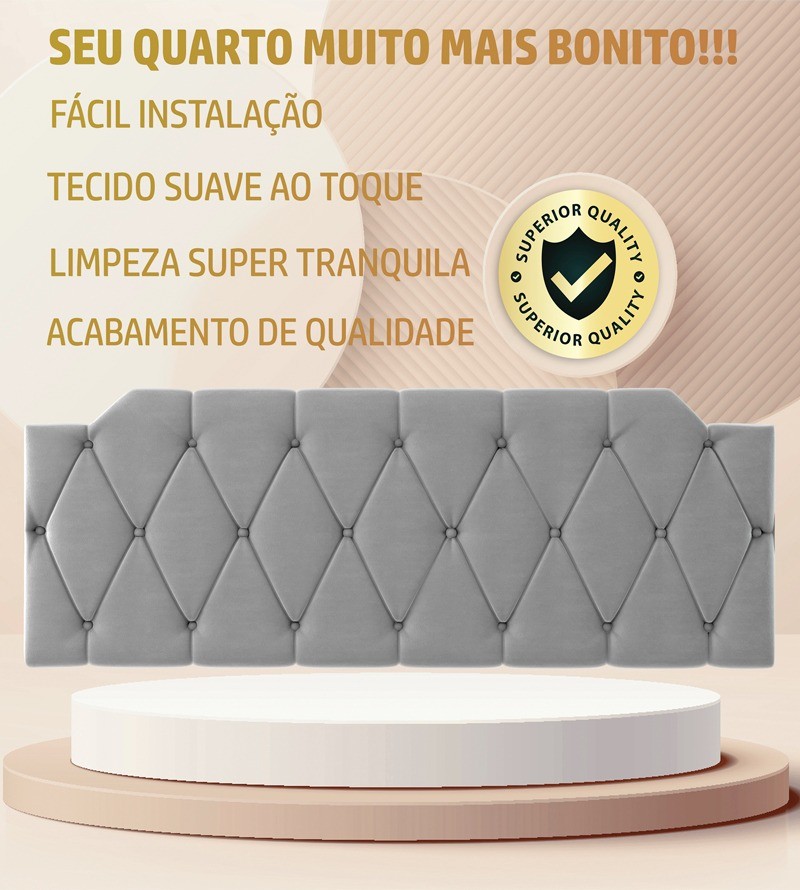 Cabeceira Kelly Suede Estofada para Cama Box...