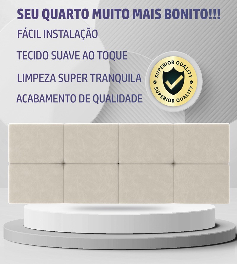 Cabeceira Bruna Suede Estofada para Cama Box...