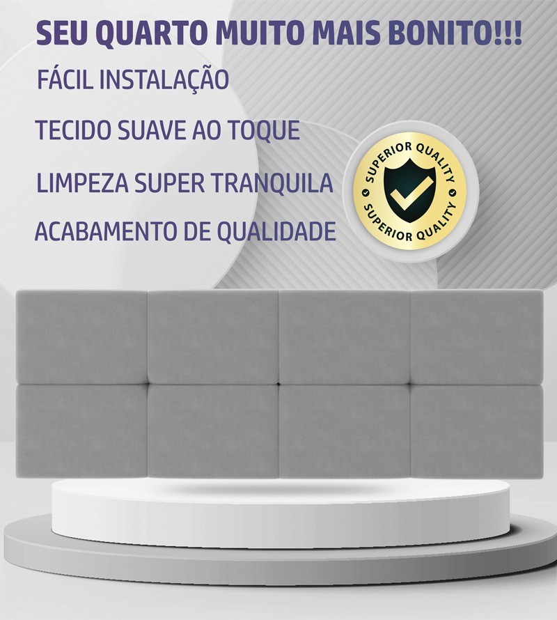 Cabeceira Bruna Suede Estofada para Cama Box...