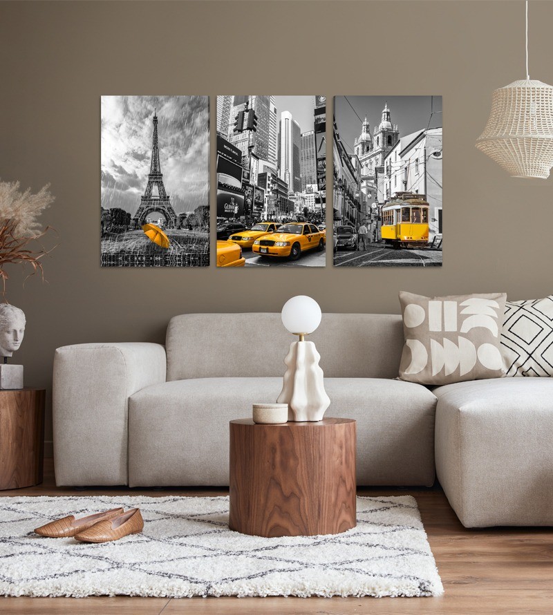 Quadro Decorativo Telas Trio Paris Nova York...