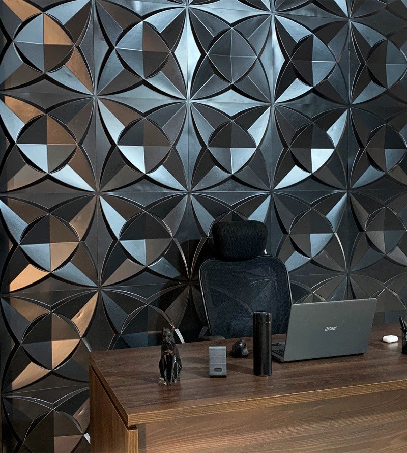 Placa Preta Decorativa Dakar 3D Alto Relevo