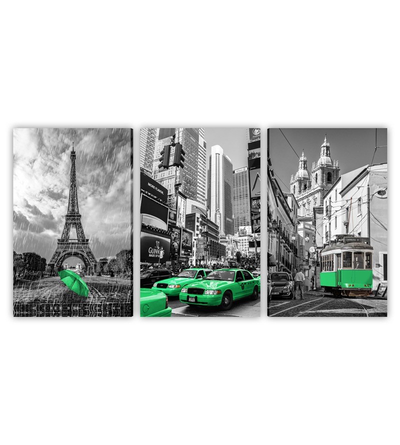 Quadro Decorativo Telas Trio Paris Nova York...