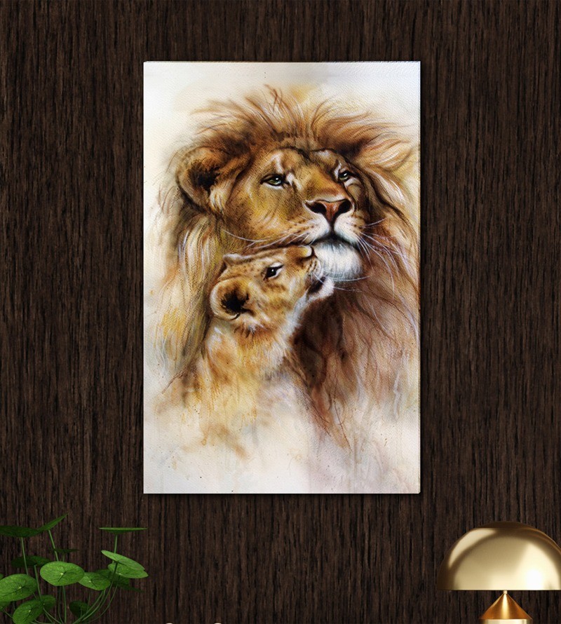 Quadro Decorativo em Tela Casal de Leão