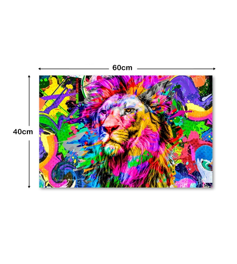Quadro Decorativo em Tela Leão Moderno Colorido