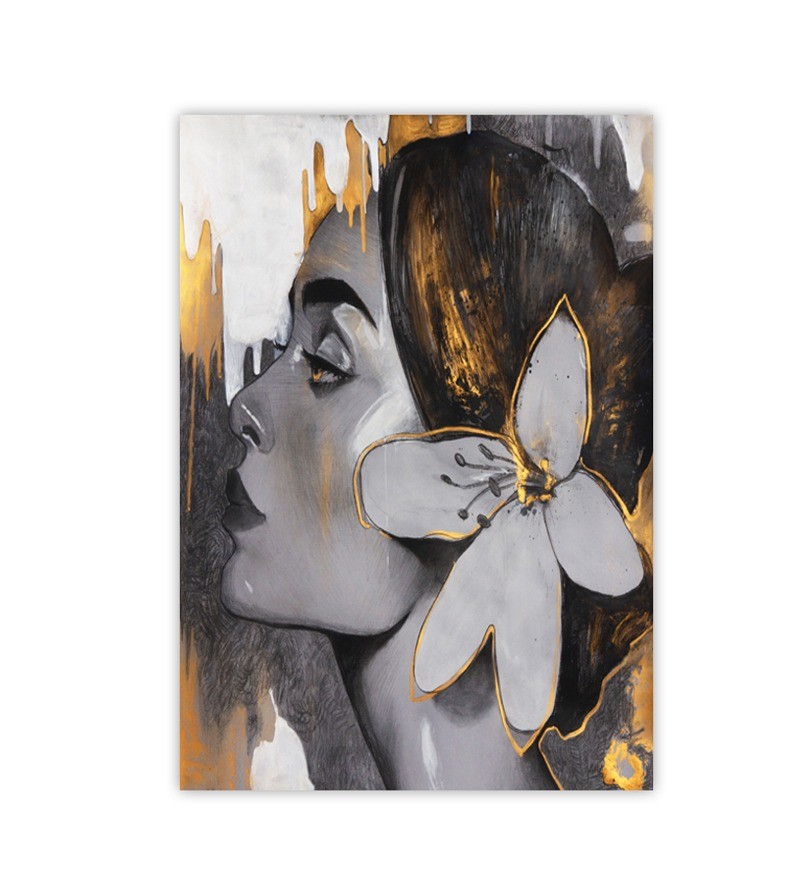 Quadro Decorativo em Tela Mulher Flor Abstrato
