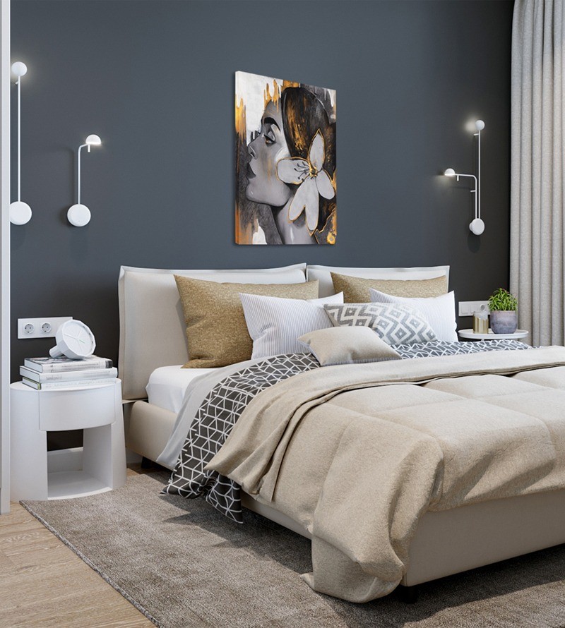 Quadro Decorativo em Tela Mulher Flor Abstrato