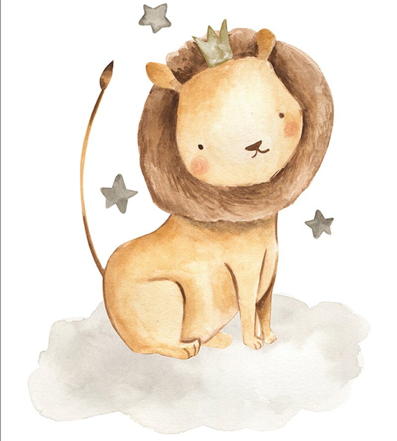 Kit com 4 Quadros Decorativo Safari Baby Aquarela