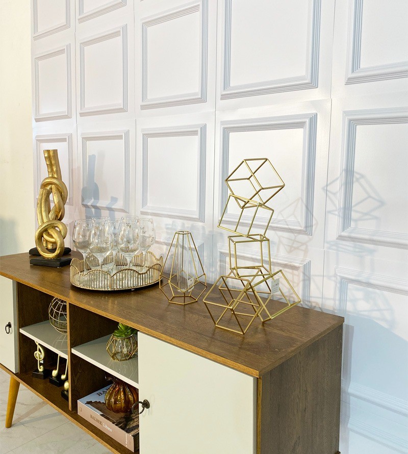 Placa Branca Decorativa Boiserie Premium 3D...