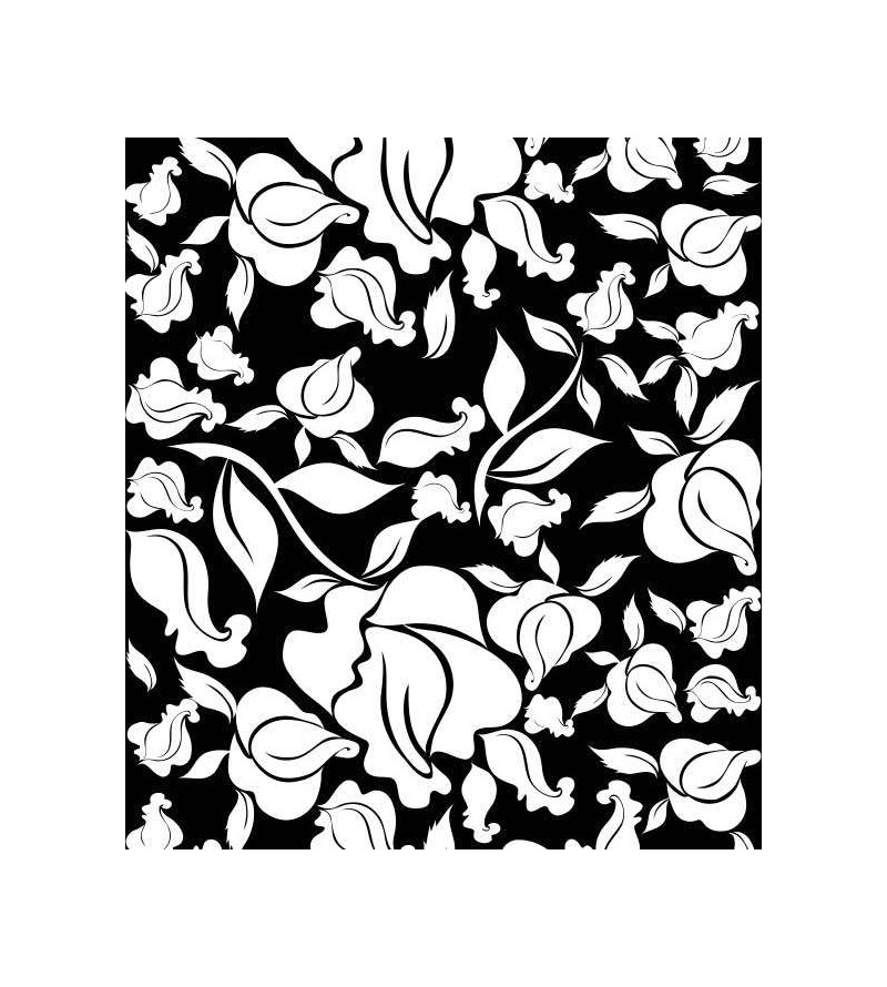 Papel de Parede Floral Folha de carvalho preto fundo Branco