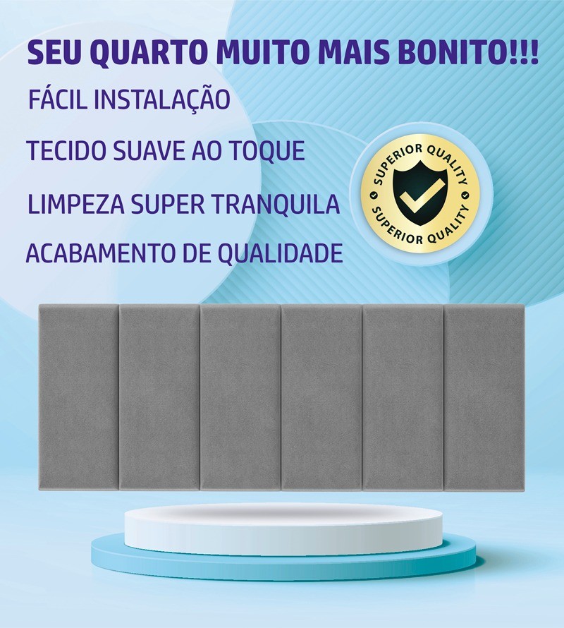 Cabeceira Dubai Suede Estofada para Cama Box...