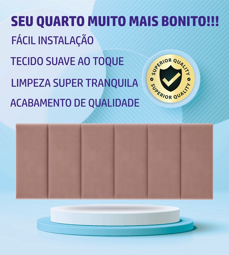 Cabeceira Dubai Suede Estofada para Cama Box...