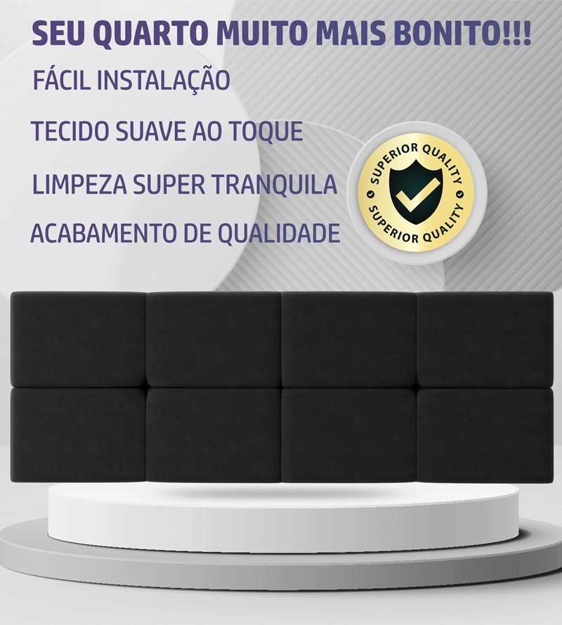 Cabeceira Bruna Suede Estofada para Cama Box de...