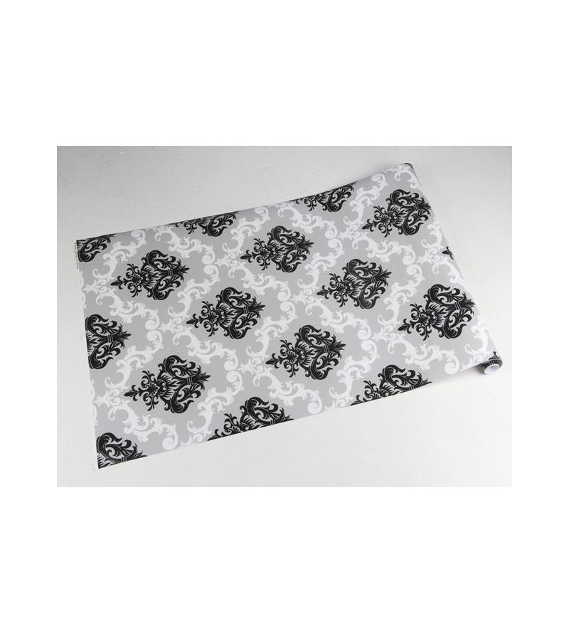 Papel de parede com fundo cinza e detalhes em branco e preto