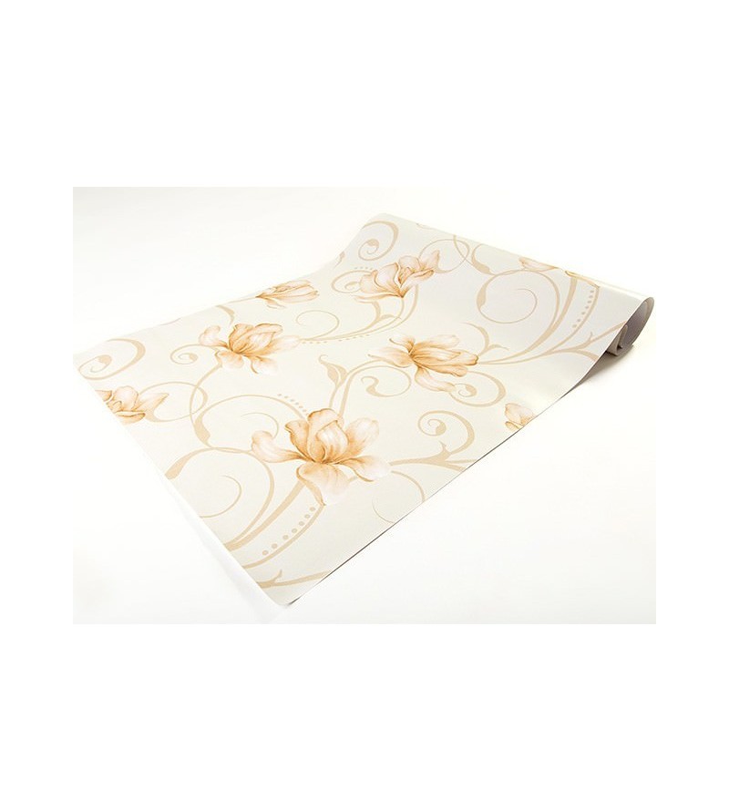 Papel De Parede Floral Ramalhete Bege e Marrom