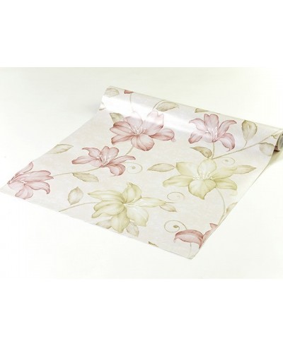 Papel de parede em tons creme, rose e verde musgo