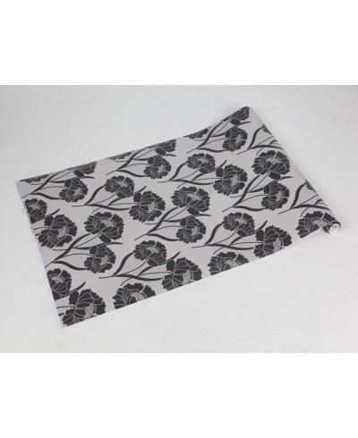 Papel de parede floral nos tons de cinza escuro, fundo em tons de bege