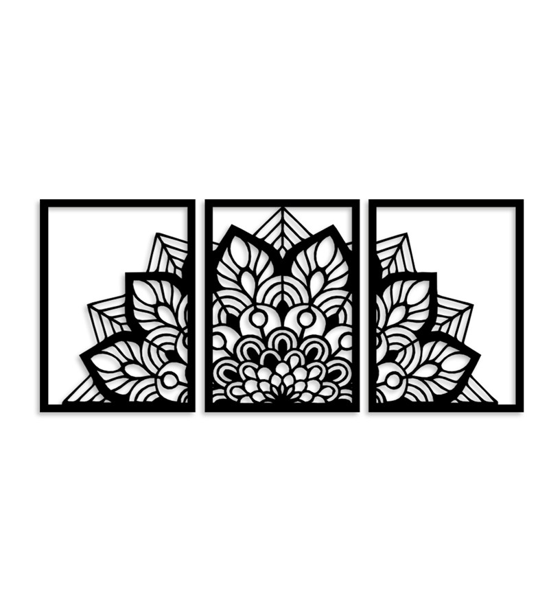 Trio Quadros Decorativos Mandala em MDF Vazado