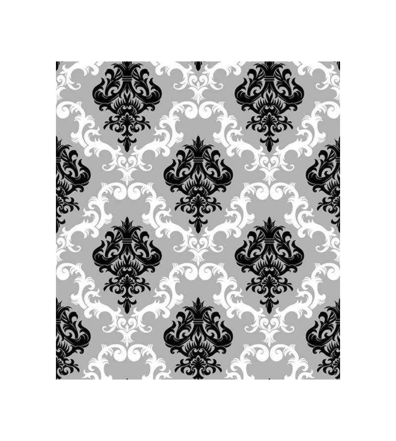 Papel de parede com fundo cinza e detalhes em branco e preto