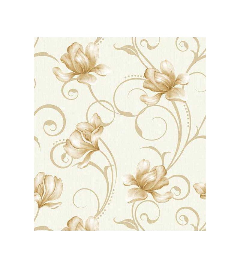 Papel De Parede Floral Ramalhete Bege e Marrom