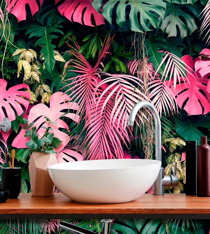 Papel de Parede Foto Mural Jardim Vertical Rosé...