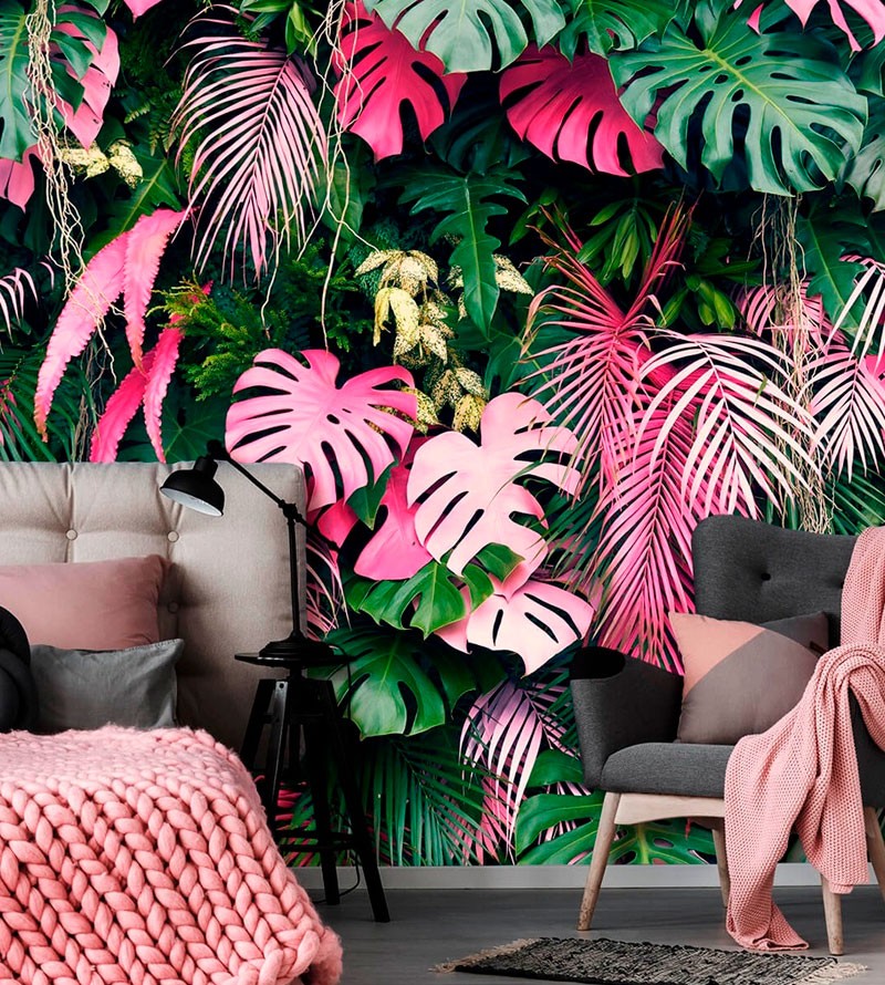 Papel de Parede Foto Mural Jardim Vertical Rosé...