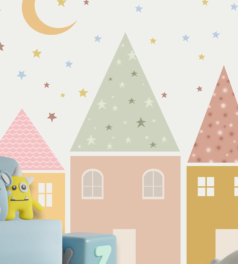 Papel de Parede Foto Mural Infantil Casinhas