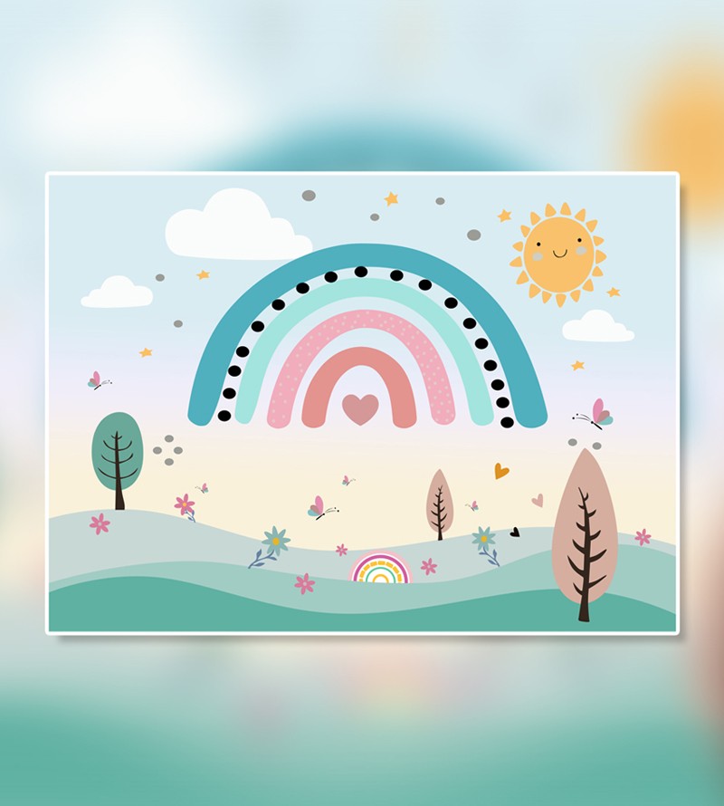 Papel de Parede Foto Mural Infantil Arco Íris...