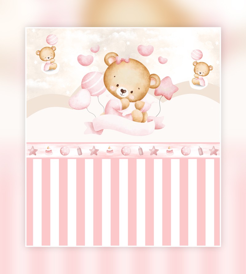 Papel de Parede Foto Mural Aquarela Ursinha