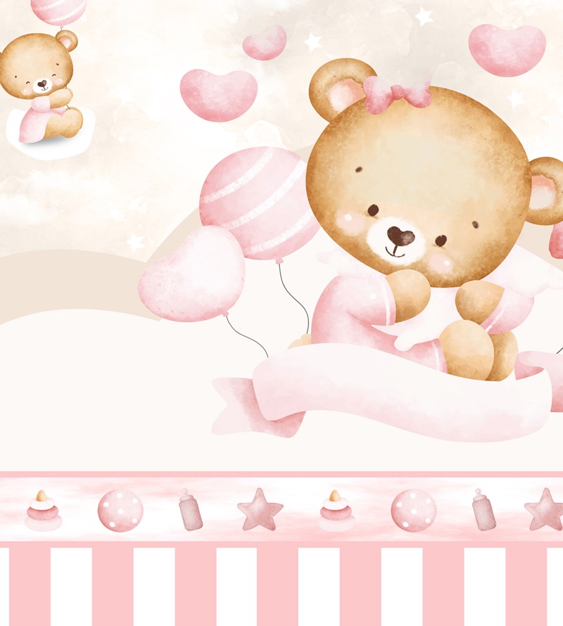 Papel de Parede Foto Mural Aquarela Ursinha