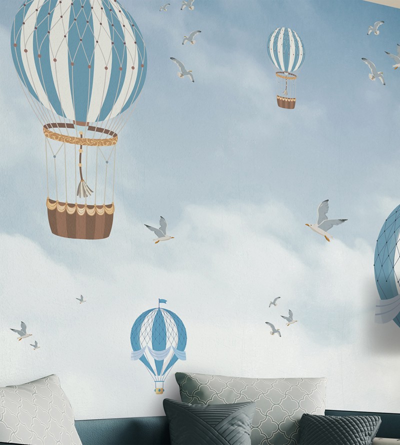 Papel de Parede Foto Mural Infantil Balões e...