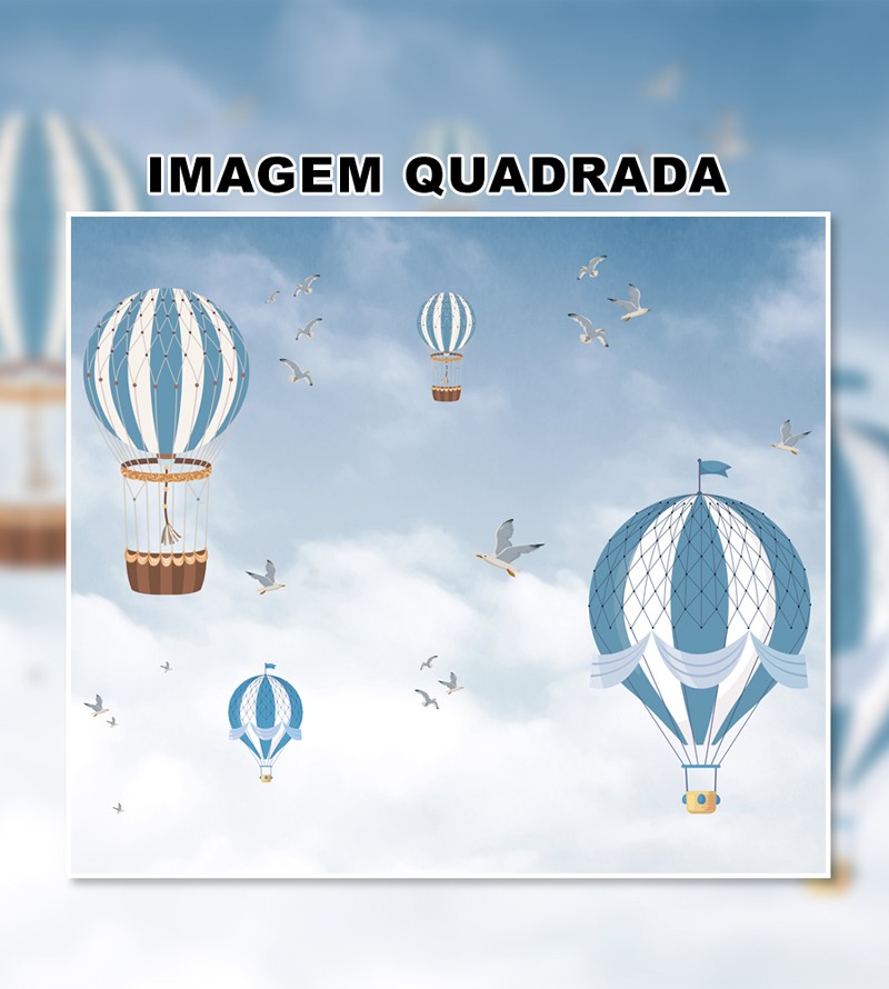 Papel de Parede Foto Mural Infantil Balões e...