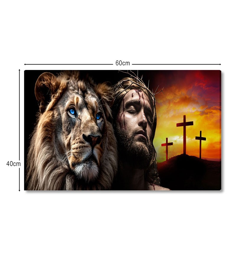 Quadro Decorativo em Tela Leão de Judá Jesus...