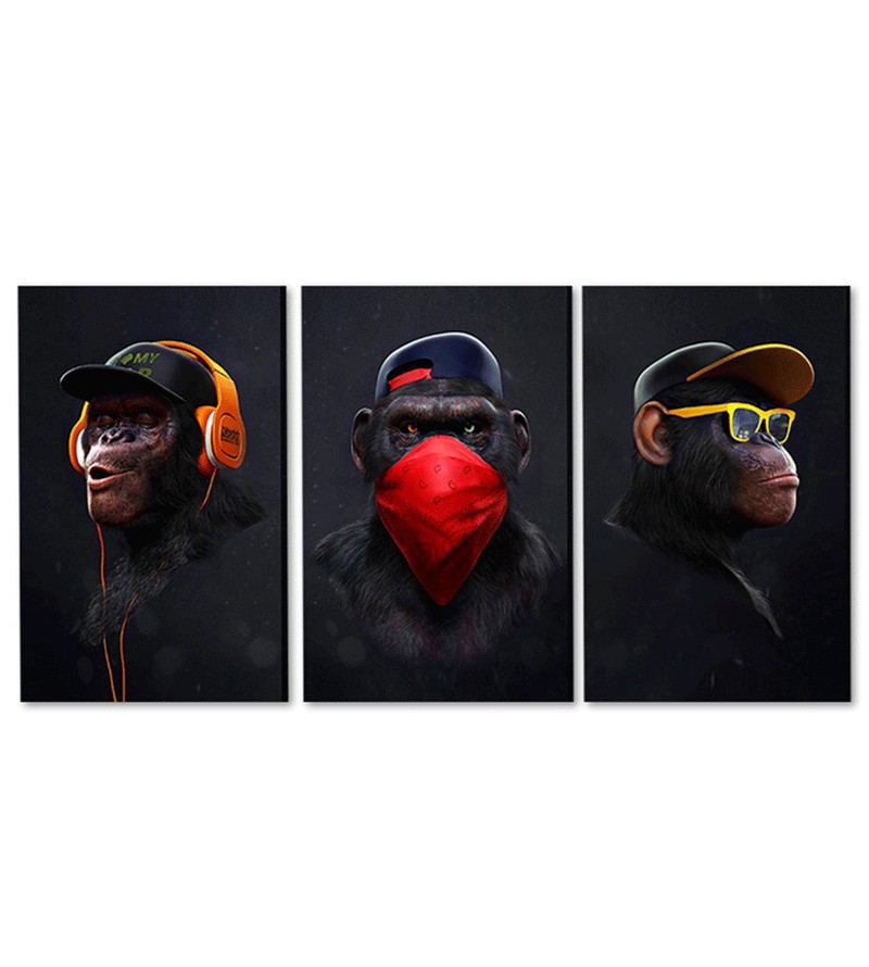 Quadro Decorativo Telas Trio Gangue dos Macacos...