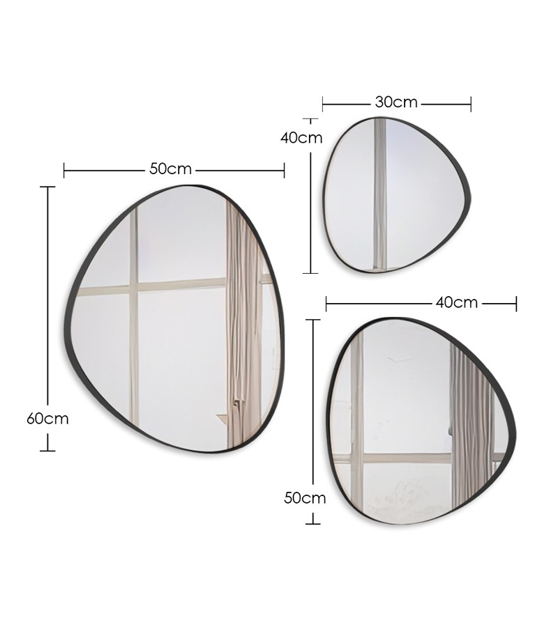 Kit 3 Espelhos Orgânico Decorativo com Borda em...